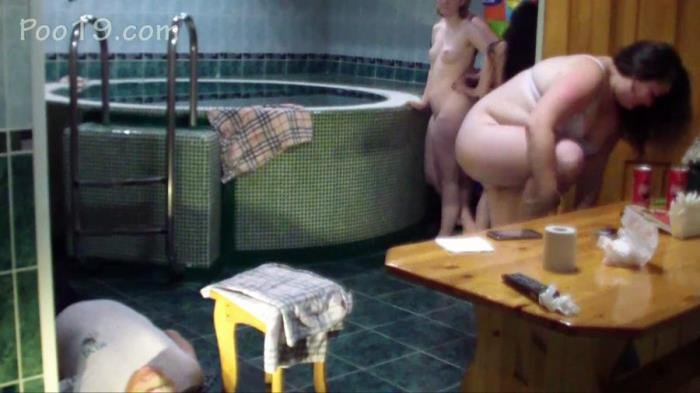 MilanaSmelly (HD 720p) Toilet slave serves 4 ladies in sauna [mp4 / 866 MB /  2018]