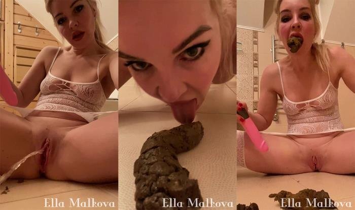 Scat Ella / Ella Malova (UltraHD 2K) Masturbating and Licking Shit [mp4 / 440 MB /  2022]