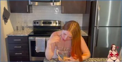 GingerCris Smears and Shits on Gift Boxes with Her Natural Big Tits