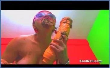 Doll Defecates and Smears with a Shit-Filled Dildo - Full Copro Action